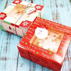 Present Wrap 10 Pieces/Lot Christmas Cake Box 4 Cupcakes Packing Square Carton Nougat Chocolate Festival Party Supplies