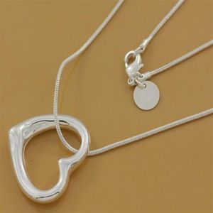 Nya billiga silversmycken 925 Sterling Silver Fashion Charm Heart Love Pendant Necklace 1003181s