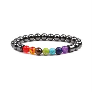 10 pc conjunto de contas de pedra natural pulseira 7 chakra Strand pedra preciosa cristal cura reiki jóias femininas bangle2153