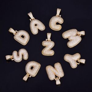 A-Z Anpassad namn Bubble Letters Halsband Pendant Bling Cubic Zircon Hip Hop Jewelry 2 Färger med kubansk kedja S313S
