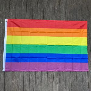 虹色の旗とバナー3x5ft90x150cmレズビアンゲイプライドLGBTフラグポリエステルカラフルレインボーフラグ