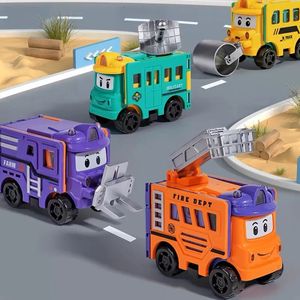 Diecast Model Reverse Deformation Convoy Multifunctional Manual Construction Vehicle and Reversible Race Car Gift for Boys 230928