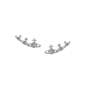 High version Western Empress Dowager Vivian with the same small high-end feel niche earrings 925 silver needles2552