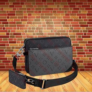 Designer väskor trio crossbody väska hög kvalitet män axel väska mans handväska lyxkvinna plånbok läder messenger väska mode handväskor koppling korthållare