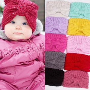 Hats Autumn Winter Knitted Baby Hat Kids Knotted Knit Beanie Turban Cap Born Wool For Girls Toddler Accessories