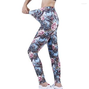 Kvinnors leggings Viianles Womens Stretch Fitness Pants Fashion Spandex Floral Printed Workout Trousers Classic Polyester Casual Leggigs