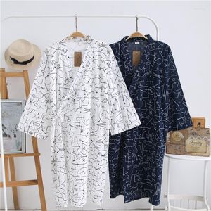 Męskie dresy wiosenne i letnie japońskie linowe szopy Kimono piżama bawełniany Jacquard cienki szlafrok