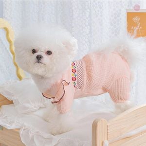 Hundkläder bomull valp liten pyjamas rosa basekoat för tjejhundar jumpsuit hem kläder doggy katt chihuahua Yorkshire husdjur