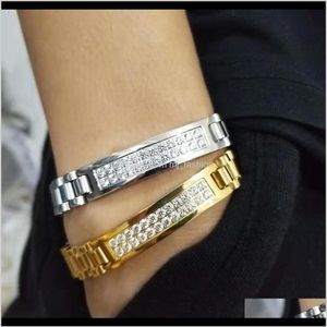 Link jóias 8 polegadas 10mm gelado fora correntes pulseiras para homens designer de luxo bling diamante cubano relógio corrente pulseira gol253h