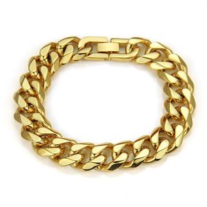 Stainless Steel Hip Hop Gold Silver Plated Charm Bracelets Link Chains Mens Punk Bangle Party Jewelry226x
