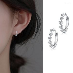 Hoop Earrings 925 Silver Needle Crystal Love Heart Earring For Women Girls Party Wedding Jewelry Eh399