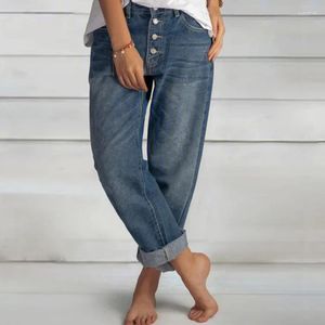 Женские джинсы, модные винтажные синие прямые брюки, 2023, высокая талия, широкие джинсовые комбинезоны для мам, свободные женские комбинезоны