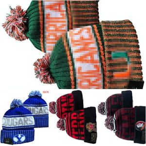 Miami Beanies Hurricanes Beanie North American College Team Side Patch Winter Wool Sport Knit Hat Skull Caps