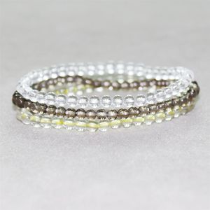 MG0067 Whole Natural Citrine Yellow Crystal Bracelet Smoky Clear Quartz Jewelry 4 mm Mini Gemstone Bracelet Set210T