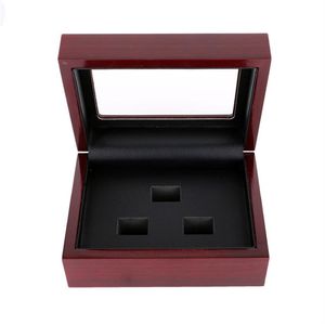 Red Black PU Leather Wooden Box Organizer Portable 12x16x7cm 2-9 Hole Case Championship Sports Ring241l