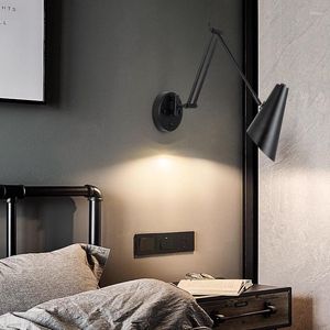 Lampada da parete Camera da letto Comodino Lampada da lettura Studio minimalista di lusso con interruttore Pieghevole e girevole