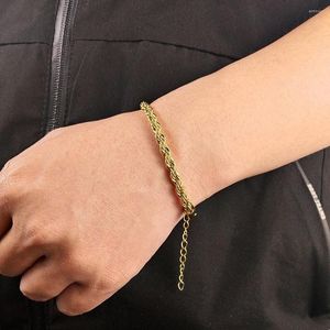 Link-Armbänder Großhandel 3 mm 5 mm verstellbares, vergoldetes Seilarmband aus Edelstahl, verdreht mit verlängerter Kette