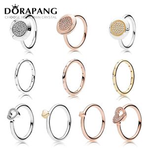 Dorapang 925 anel de prata esterlina moda popular encantos anel de casamento para mulheres amantes em forma de coração anéis autógrafos diy jóias 278h