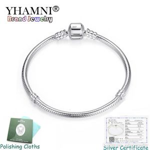 Yhamni Fine 3mm Charm Chain Chain Armband Charms 925 Silver Original Armband DIY JEYCHEALS