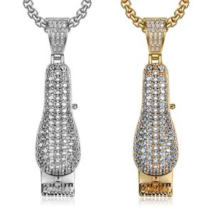 Хип-хоп Iced Out 3D Подвеска для бритвы Золото Посеребренная микро-асфальтированная мужская подвеска Bling Jewelry185V