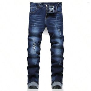 Männer Jeans Frühling Herbst Koreanische Mode Stretch Denim Jungen Freund Designer Kleidung Dünne Hosen Männliche Schlanke Blau Zerrissene Hosen