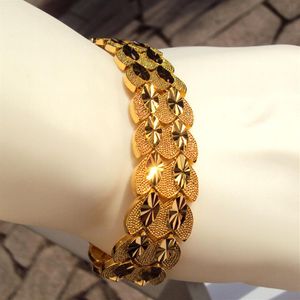 Eternal classics Men's Women's Bracelet Wide 23K 24K THAI BAHT YELLOW FINE SOLID GOLD GP Bangle Twin 7 9 inch248V