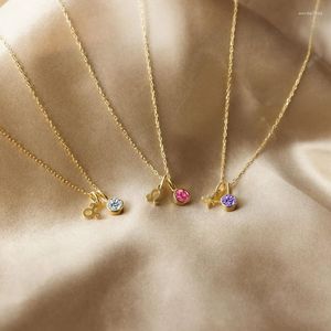 Pendant Necklaces Personalized Three-dimensional Birthstone Twelve Zodiac Signs Women's Necklace Light Luxury Colored Rhinestone