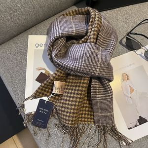Pure Wool Classic Thousand Bird Plaid Scarf for Men and Women in Winter Versatile Thickened Long Shawl Dual Use