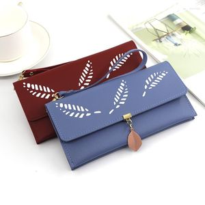 Wallets Print Small Fresh Leaf Purse Women's Bag Multi-functional Three Fold Document Large Capacity Hand Women