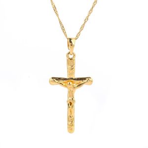 New Jesus Cross Pendant Necklace Gold Color Fashion Men Chain Gifts Necklace2806