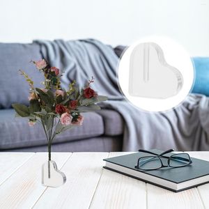 Decorative Flowers Love Flower Arrangement Base Heart Shape Rose Holder Clear Plastic Vase Acrylic Big Glass Display Stand Shelf