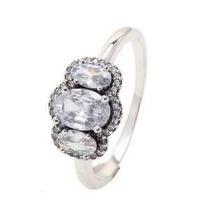 Ringar Pandorara Designer Luxury Fashion Women White Copper Silver Plated Three Stone Green Ring Temperament Surprise Ring