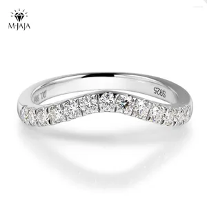 Cluster-Ringe M-JAJA Halbe Ewigkeit Moissanit-Ring Gebogener Ehering 925 Sterling Silber 0,39 ct Lab-Diamant für Frauen D-Farben-Schmuck