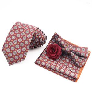 Bow Ties Men's Classic Polyester Bowtie Brooch Set Neckties Suit Fashion For Groom Business Wedding Party Accessories Gifts