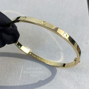 Love Bangle smal version armband guld pläterad 18 k tre gånger aldrig bleknar högkvalitativ Europa storlek med låda officiella replika lux3052