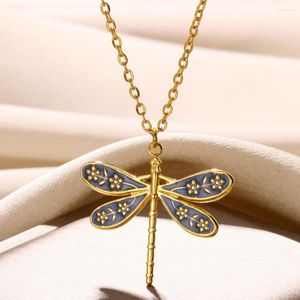 Pendant Necklaces Gold Color Stainless Steel For Women Dragoy Pendants Choker Fashion Vintage Insect Jewelry Accessories Gift Collier Bracelet S Bracelet s