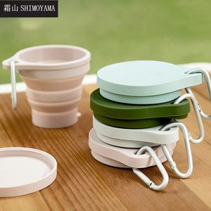 Mugs SHIMOYAMA 150ML Folding Cup Mini Retractable Cup Silicone Portable Teacup Outdoor Travel Coffee Telescopic Drinking Mug with Lid 230928