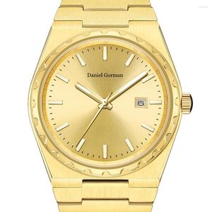 Armbanduhren 40mm Uhr Männer Luxus Quarzuhren Daniel Gorman Goldene Mode Edelstahl Leuchtende Wasserdichte Uhren 2023