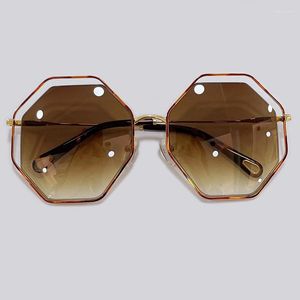 Güneş Gözlüğü Kadın Moda Altıgen Marka Tasarımı Lüks Gözlük Kare Güneş Gözlükleri UV400 Kutularla