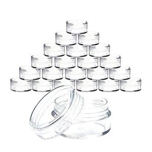 40#100 Pcs 3 Gram Clear Plastic Jewelry Bead Makeup Glitter Storage Box Small Round Container Jars Make Up Organizer Boxes & Bins314W