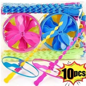 Party Balloons 1 10Pcs Flying Helicopter Toy Hand Rotating Circle Bamboo Dragonfly Rub Plastic Propeller for Outdoor Kids Gift 230928