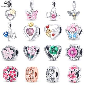 925 silver for women charms jewelry beads Four leaf clover heart-shaped beads