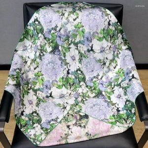Halsdukar avancerade eleganta kvinnor fina oljemålning hortensia dubbelsidig tryckkvalitet 18 mm twill silk handrullad kant stor halsduk sjal