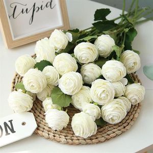 5 Stück 3 Köpfe Lulian Seide gefälschte rote Rosenzweige künstliche Blumen zum Dekorieren von Zuhause, Party, Hochzeit, Geschenk, Herbst, Schlafzimmer, Dekoration1267I