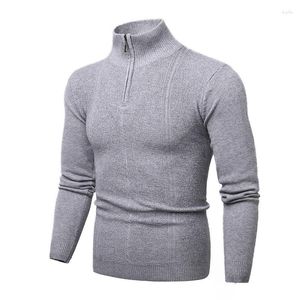 Suéter masculino básico de malha pullovers suéter masculino casual algodão mock pescoço quente moda masculina cor sólida qualidade listra masculina