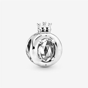 100% 925 Sterling Silver Clear Blask Crown O Charm Fit Oryginalny Europejski Charms Bransoletka Moda Wedding Jewelry Akcesoria 2615