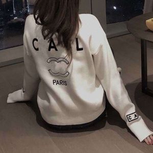 Moda feminina camisola marca ch sweatshirts mulher canal pulôver carta cc oversize malha manga longa moletom feminino solto senhoras topos camisetas suéteres wj87