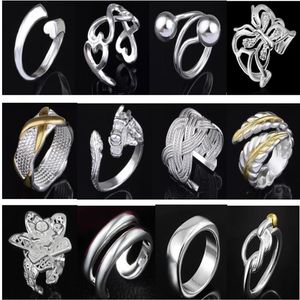 Jewelry Factory Beautiful mixed 50pcs Charm 925 silver Ring With Side Stones jewelry Lowest Fashion 1344252j