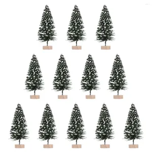 Noel Süslemeleri 12 PCS Miniture Dekorasyon Ağacı Çam Asma Süsleme Seti Ağaçları Bambu Yapay