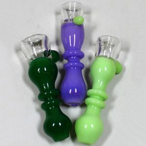 Latest Mini Colorful Thick Glass Dugout Pipes Dry Herb Tobacco Filter Handpipes Cigarette Holder Portable Smoking Catcher Taster Bat One Hitter Hand Tube DHL